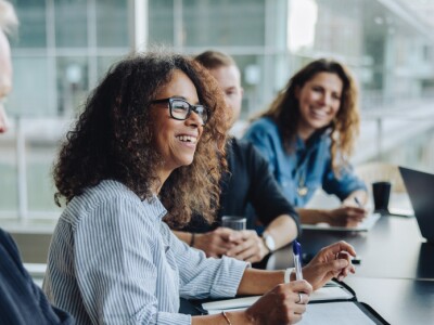 Corporate HR coworkers having corporate compliance meeting