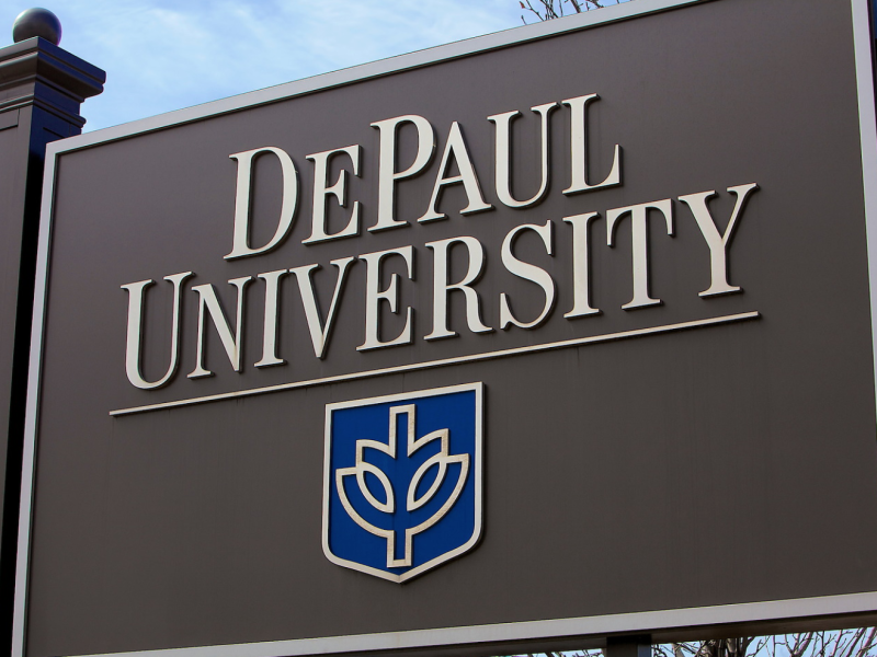 Name plate of DePaul University