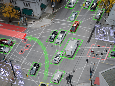 View of traffic from a traffic cam
