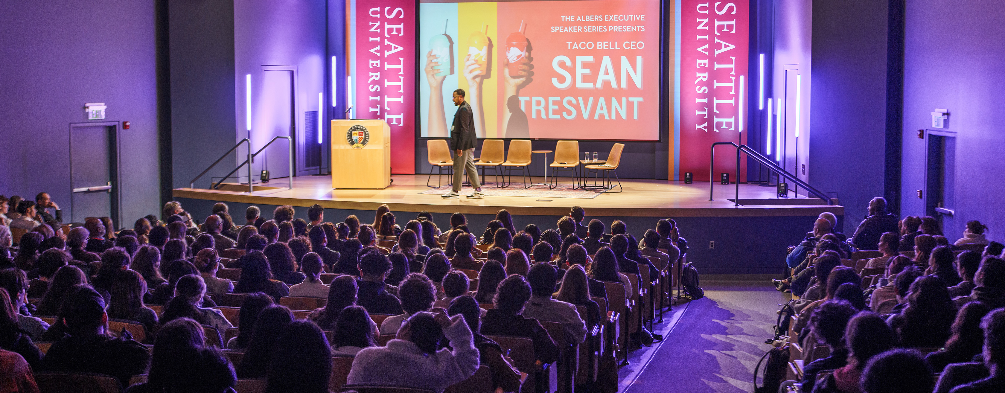 Taco Bell CEO Sean Tresvant speaks to Seattle University at the Albers Executive Speaker Series
